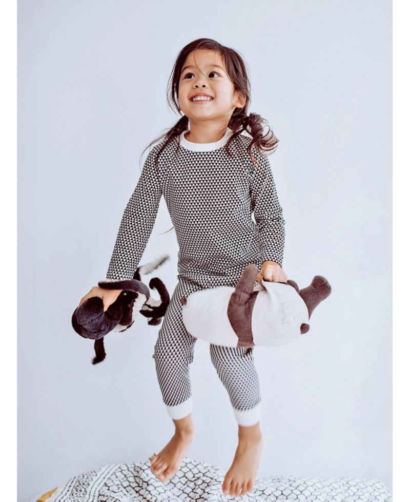 Organic Cotton 2PC Pajama Set, Erawan (Grey & White)