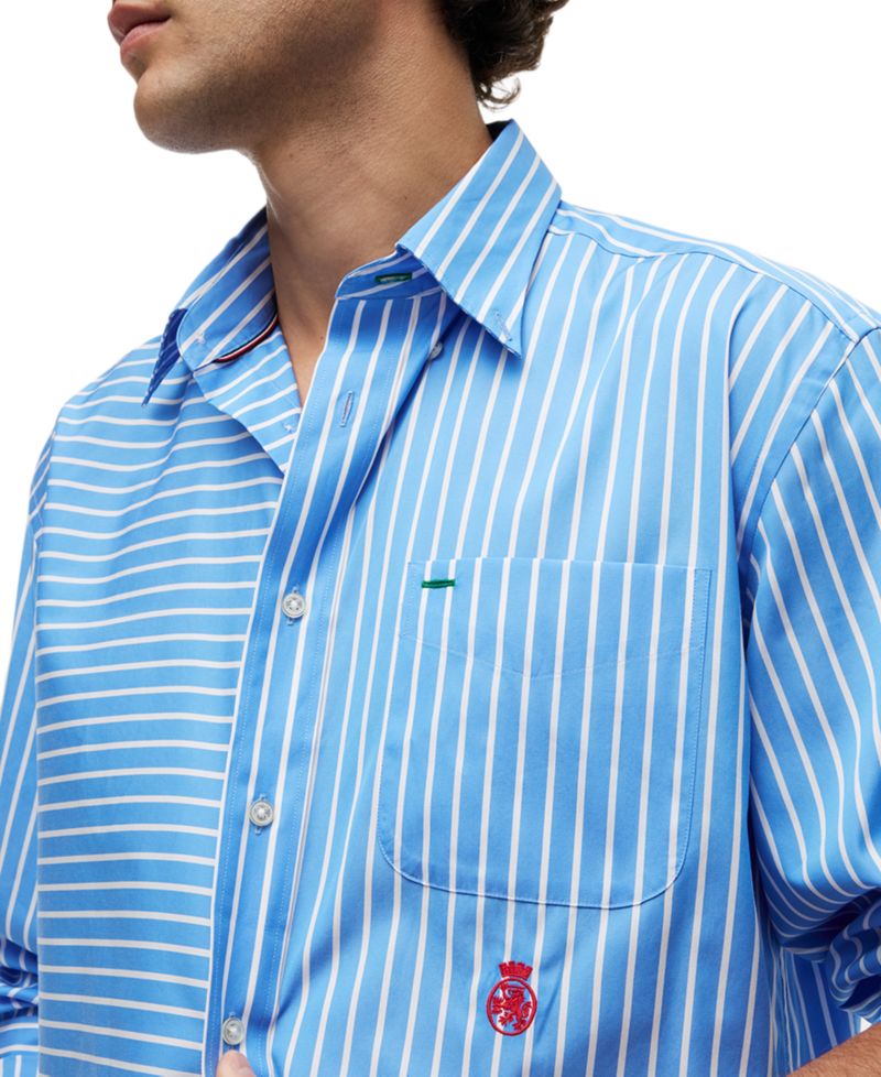 Men's Color-Block Asymmetrical Stripe Shirt