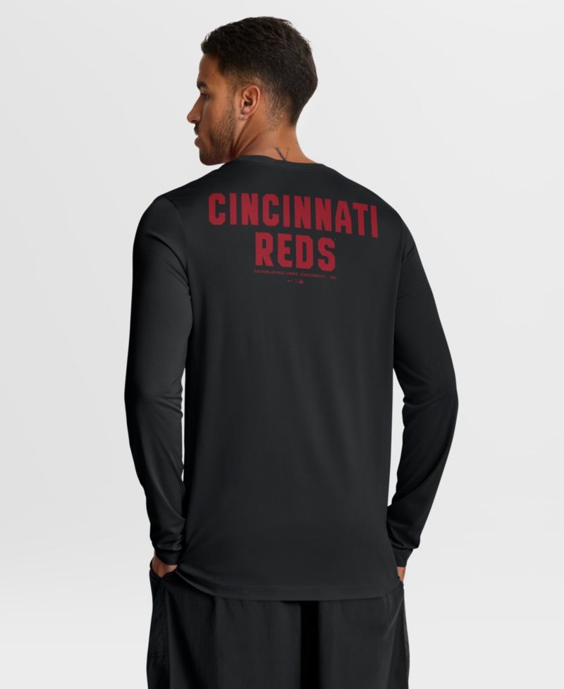 Men's Black Cincinnati Reds 2-Hit Legend Dri-FIT Long Sleeve T-Shirt