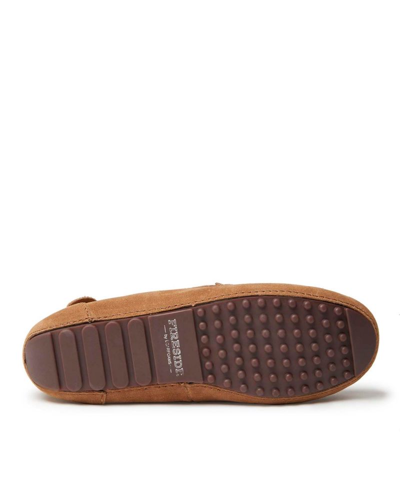 Dearfoams Women's Fireside Mel Genuine Shearling Moccasin Slipper