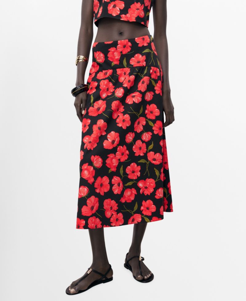 Women's Floral-Print Flared Skirt