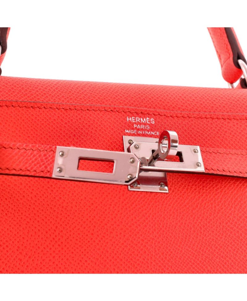Pre-Owned Hermes Kelly 25 Handbag Pink Epsom with Palladium Hardware