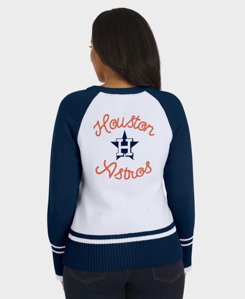 Women's White Houston Astros Color Block Raglan Sweater