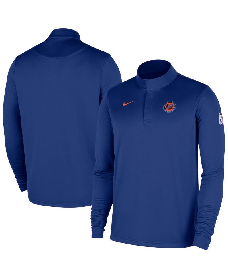 Men's Blue New York Knicks 2025/26 Authentic Coaches Quarter-Zip Pullover Jacket