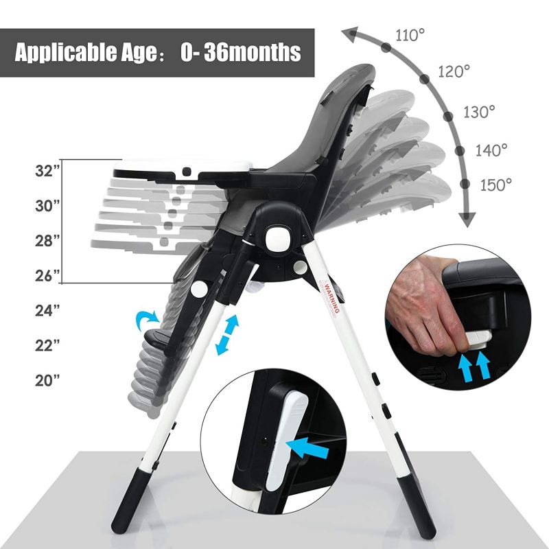 4-in-1 High Chair–Booster Seat with Adjustable Height and Recline