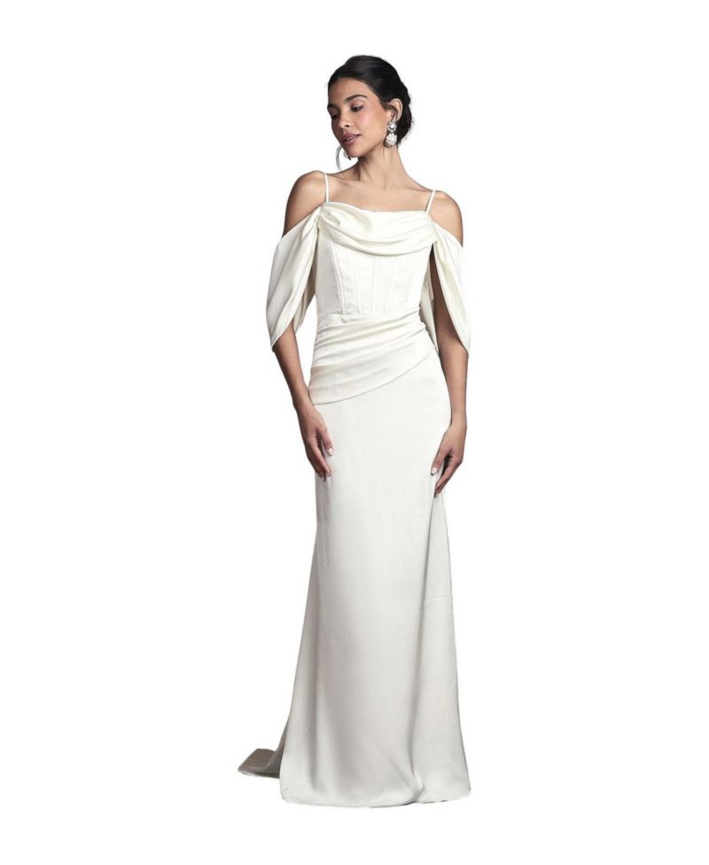 Women's Cowl Neck Satin Maxi Dress