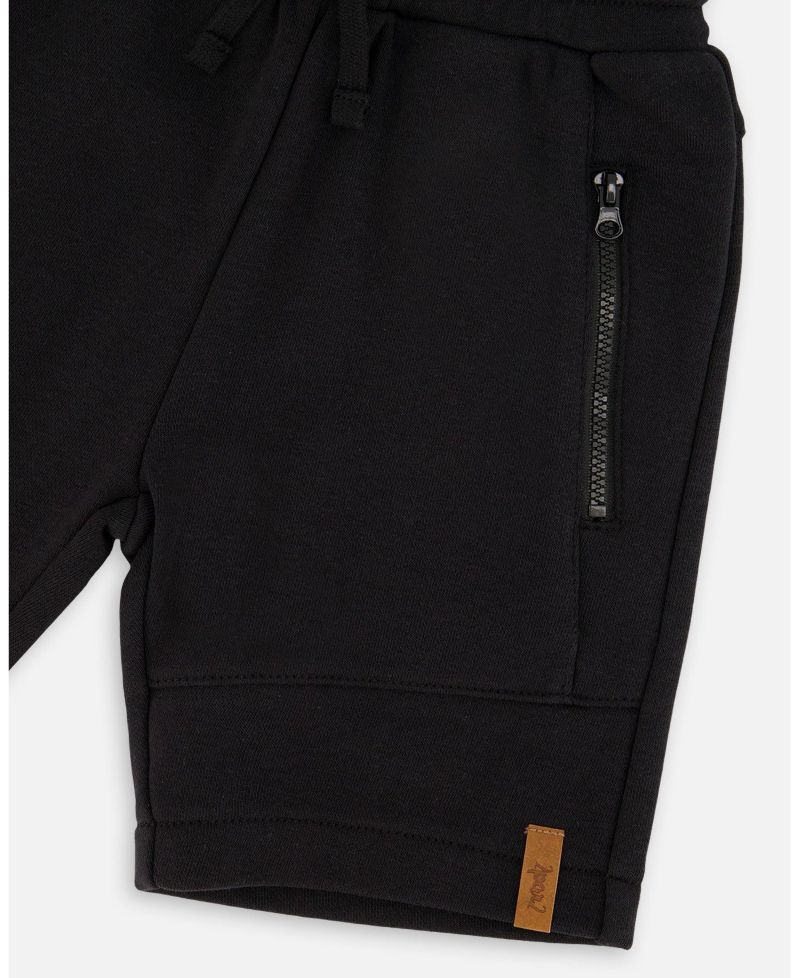 Toddler Boys French Terry Shorts with Cross Seams Black - Toddler|Child