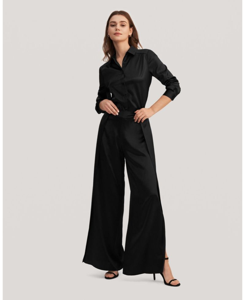 Women's Long Sleeves Collared Silk Blouse