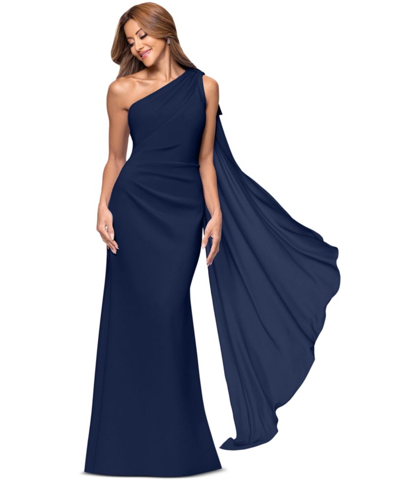 Petite One-Shoulder Ball Gown Dress