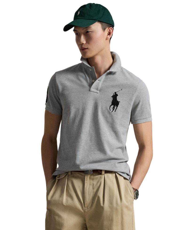 Мужская рубашка поло из сетчатой ткани Big Pony Custom Slim-Fit
