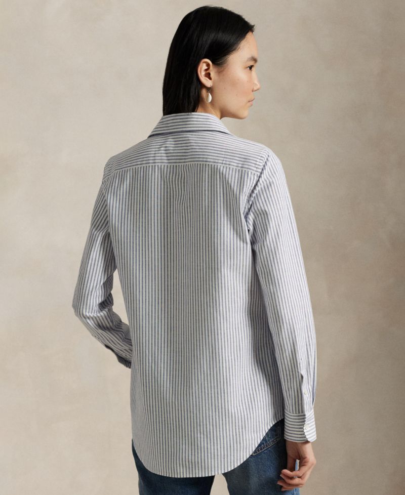Women's Stretch Slim Fit Striped Oxford Shirt