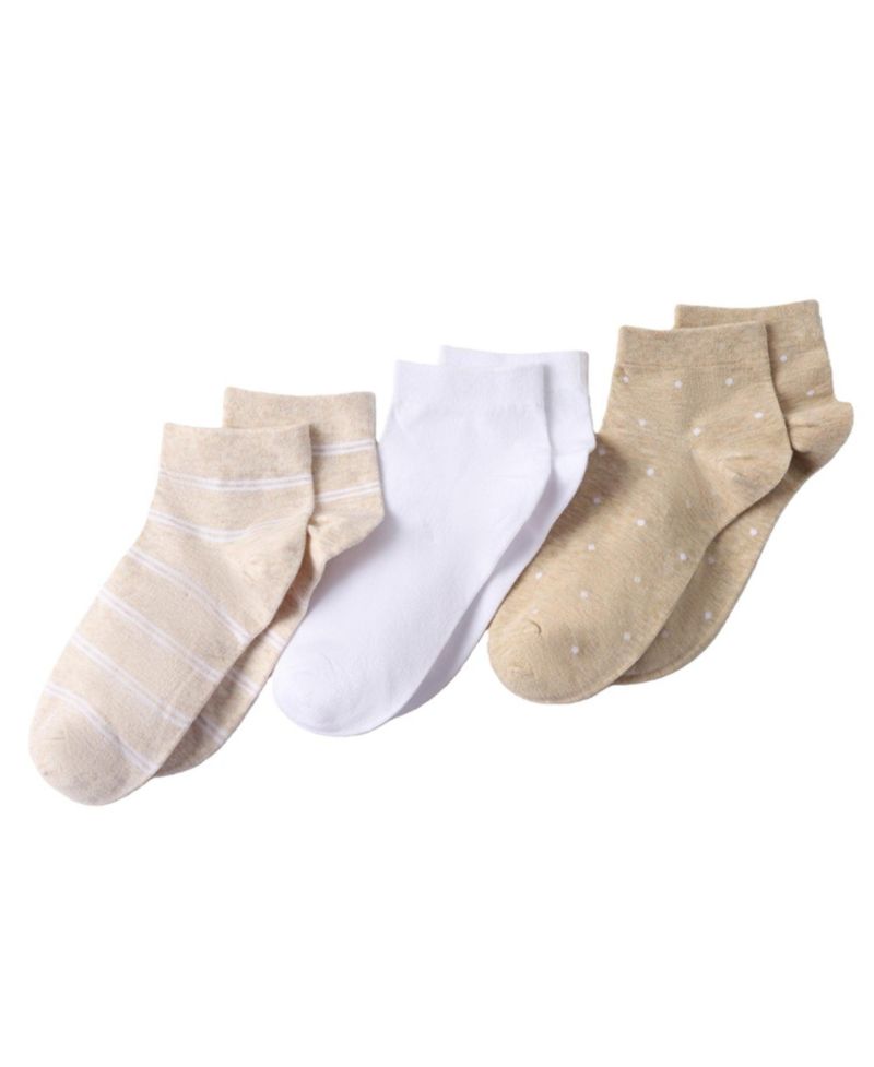 Women's 3-Pack Cotton Stripe and Dot Quarter Socks