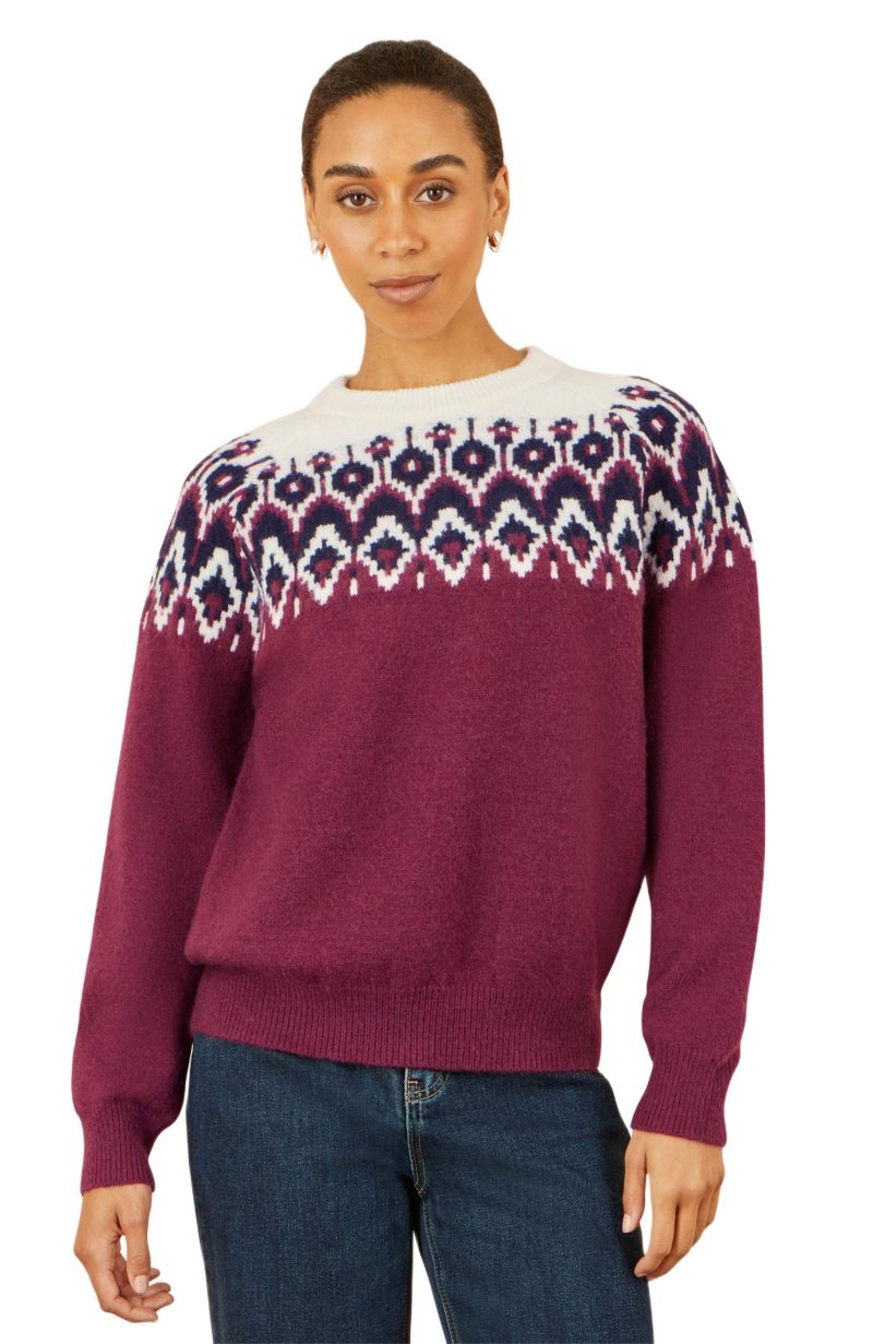 Women's Fair Isle Relaxed Fit Knitted Sweater