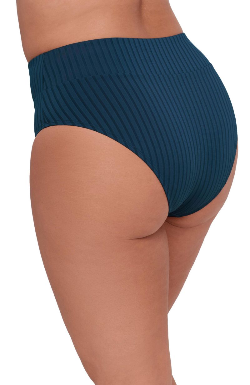 Women's Smoothing and Sculpting Ribbed Banded High-Waist Swimsuit Bikini Bottoms
