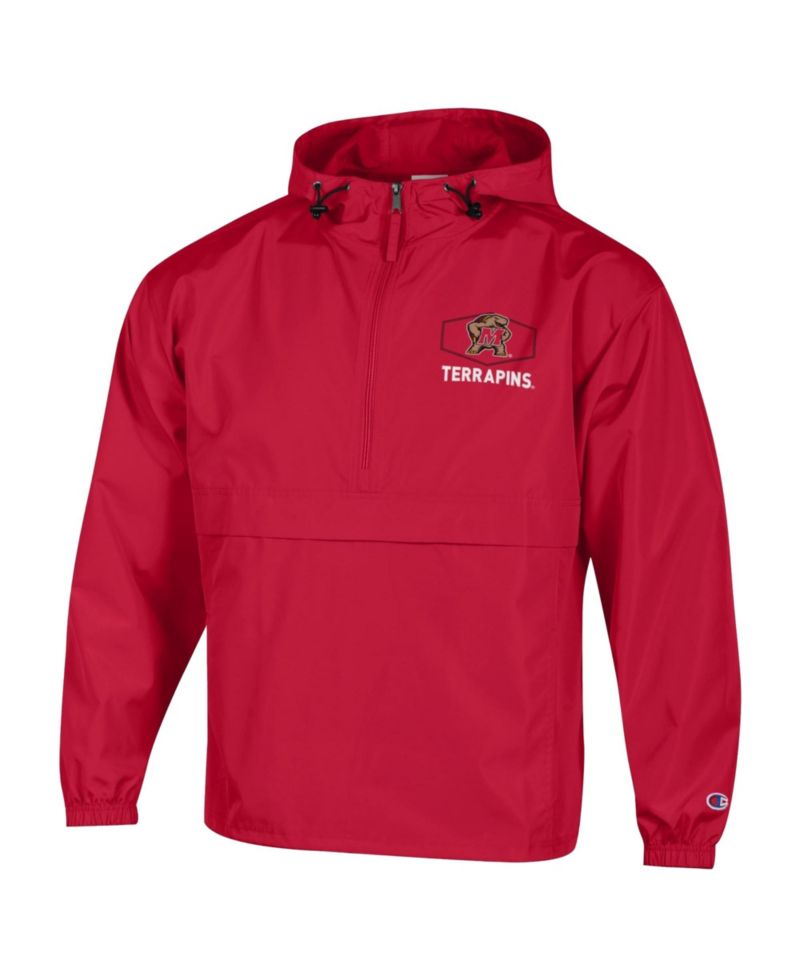 Men's Red Maryland Terrapins Delay Packable Half-Zip Jacket