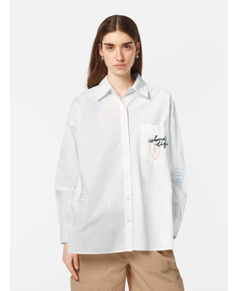 Women's Embroidered Poplin Shirt,