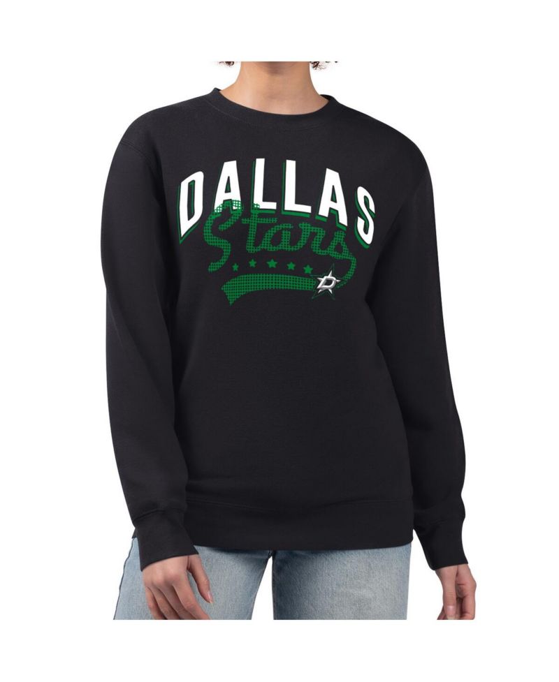 Women's Black Dallas Stars Filigree Team Graphic Fleece Pullover Sweatshirt