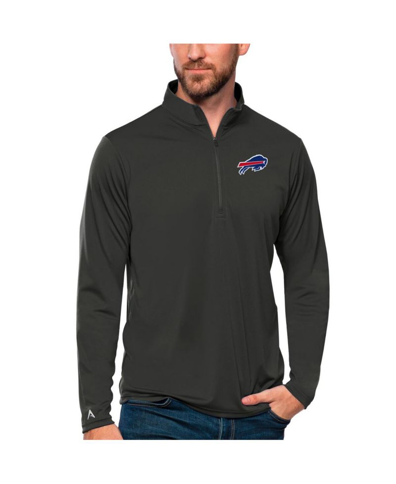 Men's Charcoal Buffalo Bills Tribute Quarter-Zip Lightweight Pullover Sweatshirt