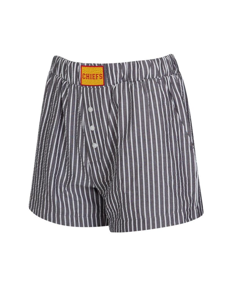 Women's 2-Pack Black Kansas City Chiefs Stripes and Solids Boxer Shorts Set