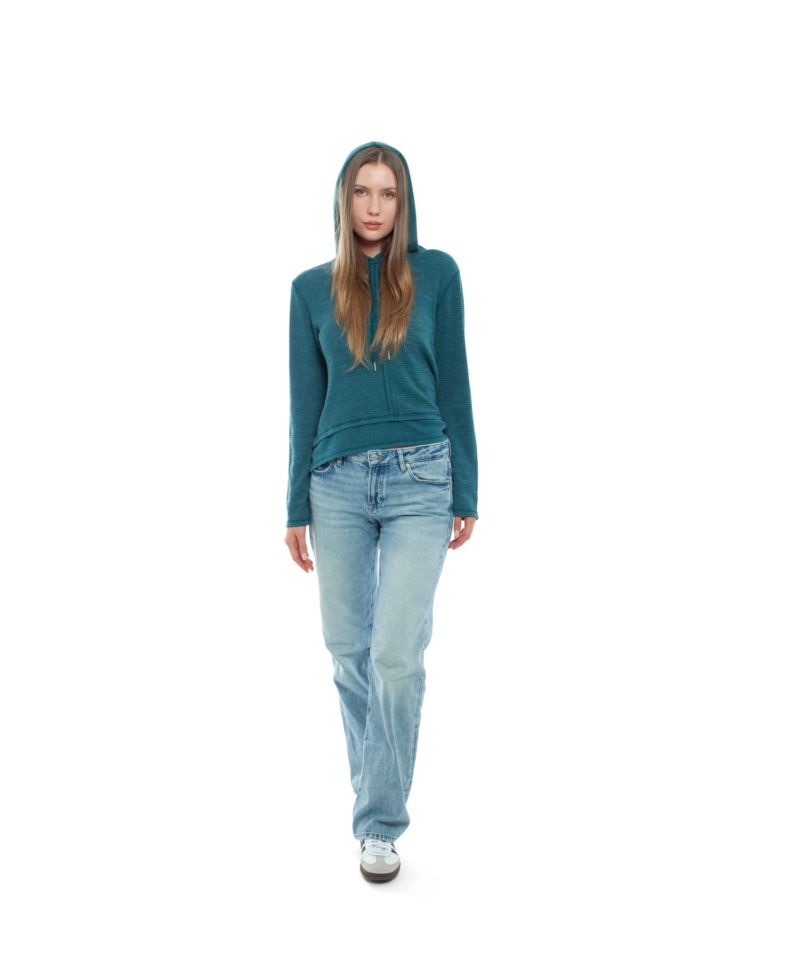 Women's Clothing Long Sleeve Double Peplum Hoodie