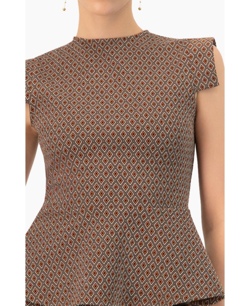 Women's Geometric Peplum Blouse
