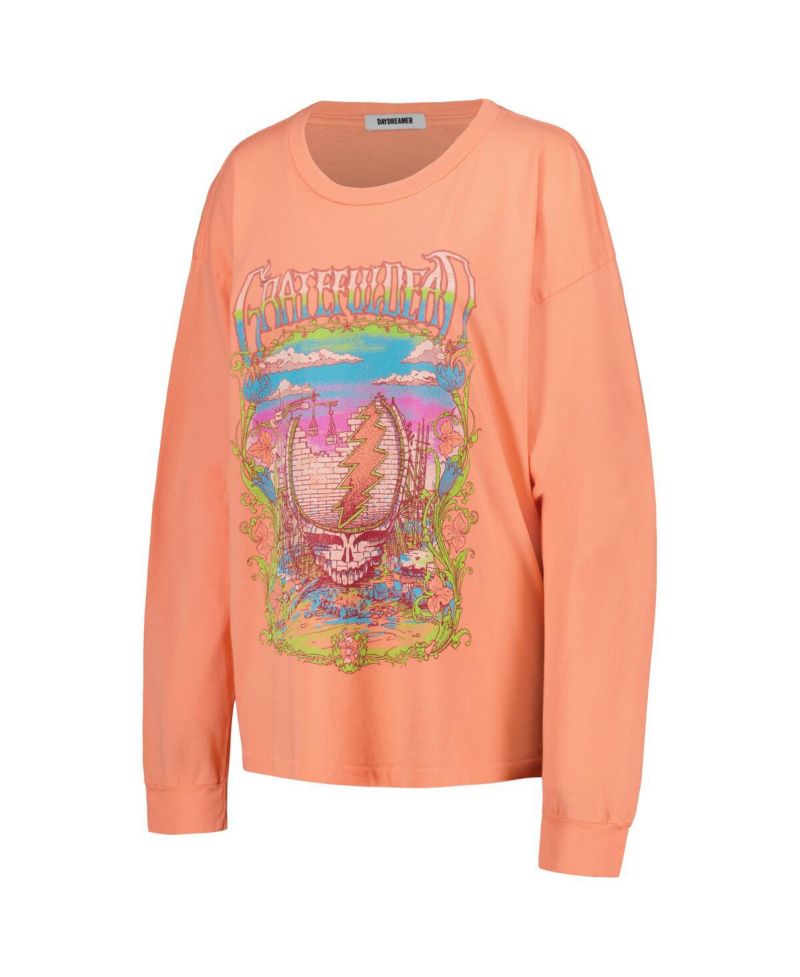 Women's Coral The Grateful Dead Merch Long Sleeve T-shirt