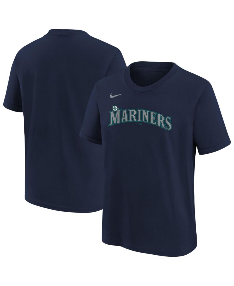 Big Boys and Girls Athletic Navy Seattle Mariners Wordmark T-Shirt