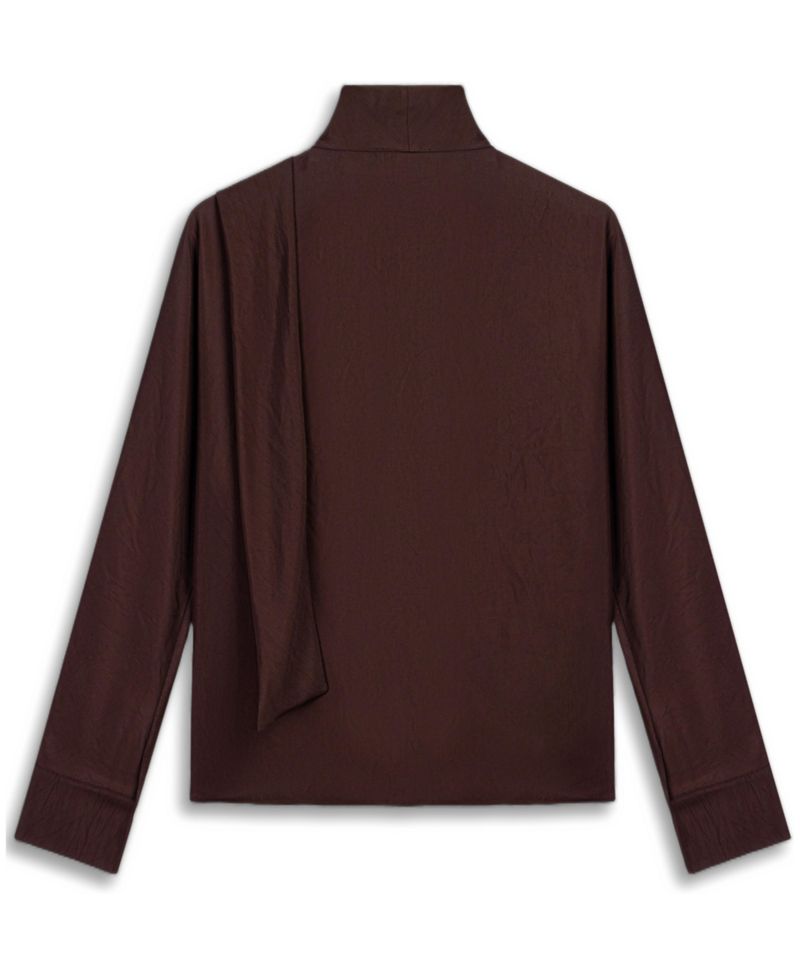 Women's Stone-Accessory Stand-Collar Long-Sleeve Blouse