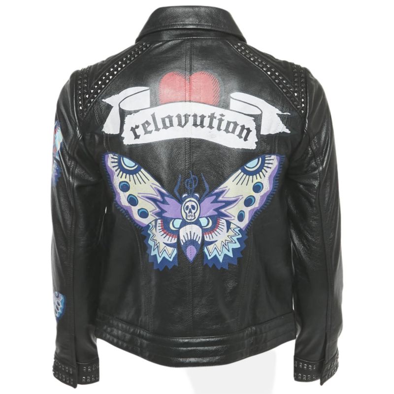 Women's Black Leather Kawai Biker Jacket