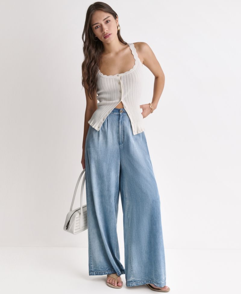Women's High-Rise Wide-Leg Denim Pants