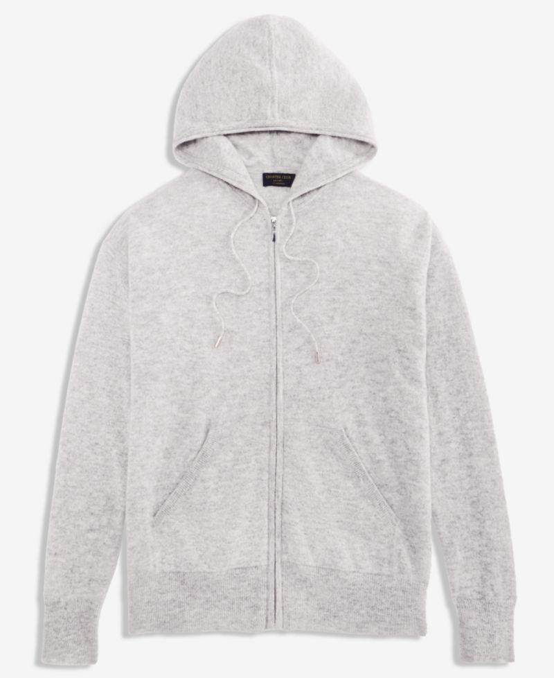 Petite Cashmere Long-Sleeve Zip-Front Hoodie