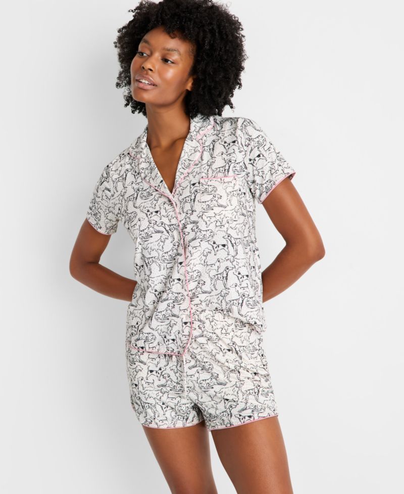 Women's 2-Piece Short-Sleeve Notched-Collar Pajama Set XS-3X