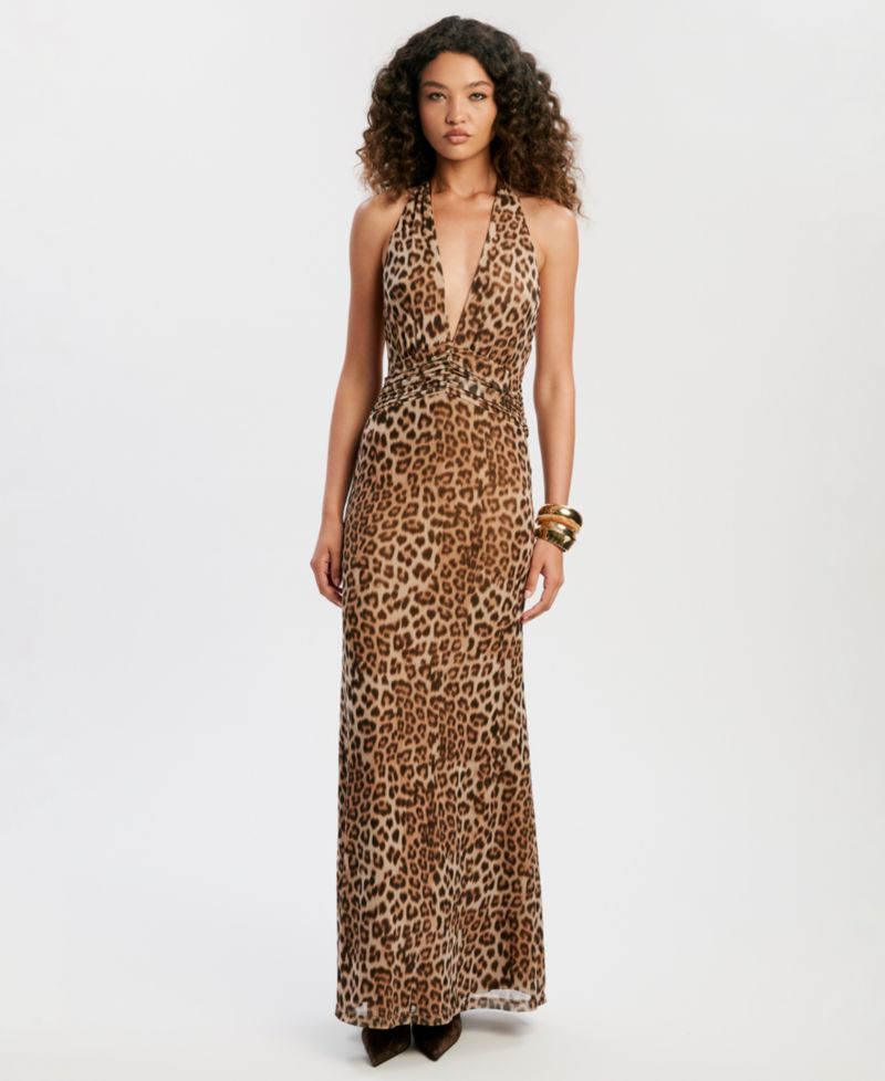 Women's Halter Neckline Printed Maxi Dress