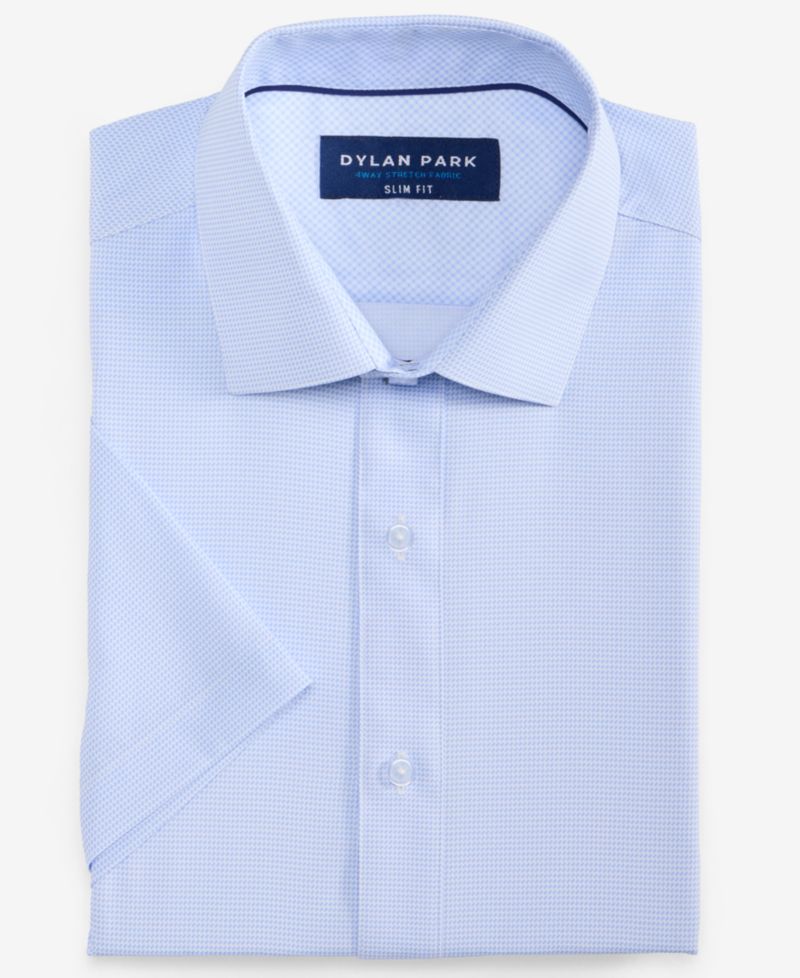 Men's Slim-Fit Performance Four-Way Stretch Short-Sleeve Dress Shirt