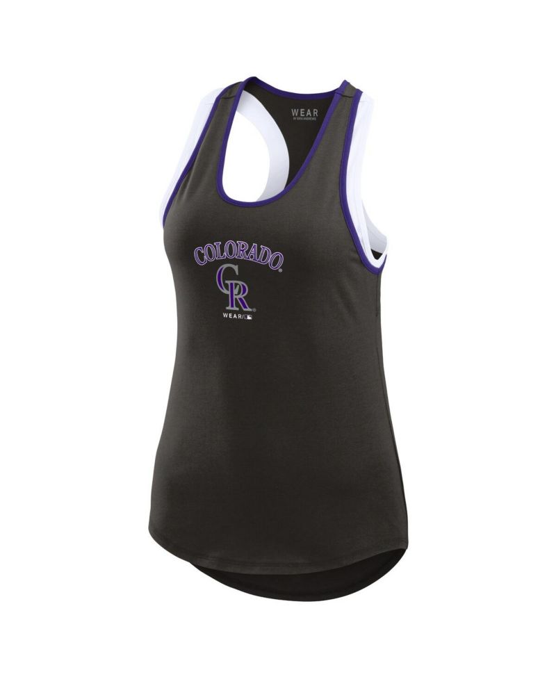 Women's Black Colorado Rockies Colorblock Racerback Tank Top