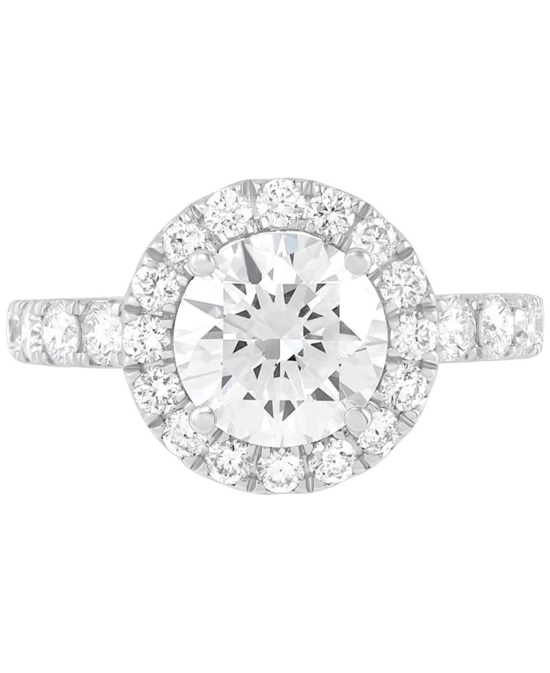 IGI Certified Lab Grown Diamond Halo Engagement Ring (3 ct. t.w.) in 14k White Gold