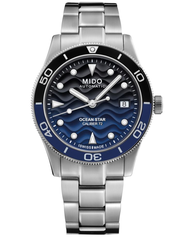Men's Swiss Automatic Ocean Star Captain Stainless Steel Bracelet Watch 39mm