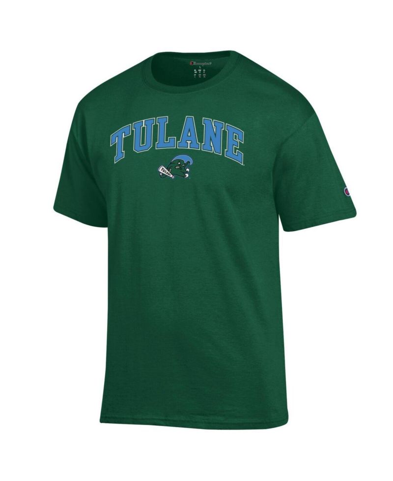 Men's Green Tulane Green Wave Arch Over Logo T-Shirt