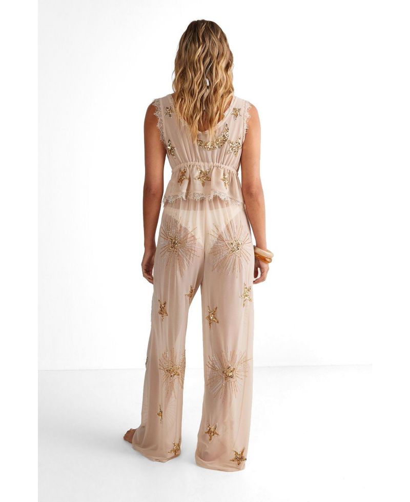 Women's Moon and Star Wide Leg Beach Trouser