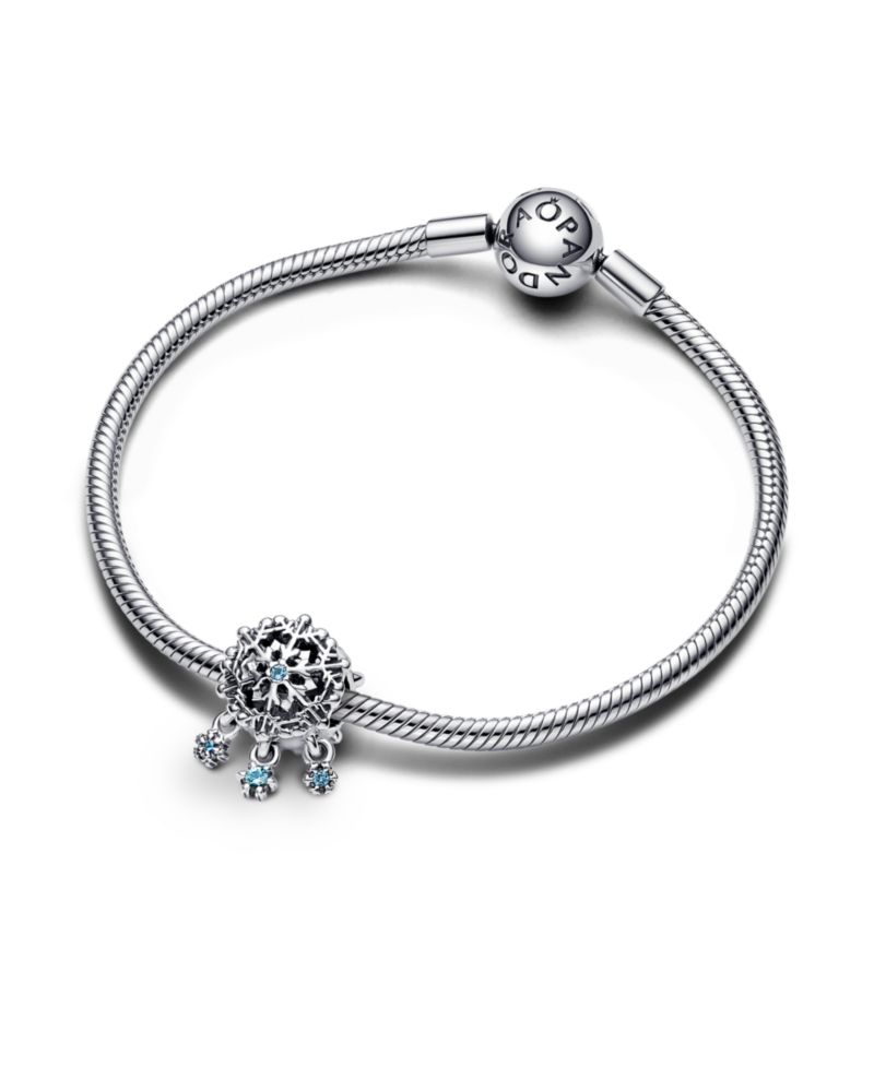 Crystal Stone Icy Snowflake Drop Charm