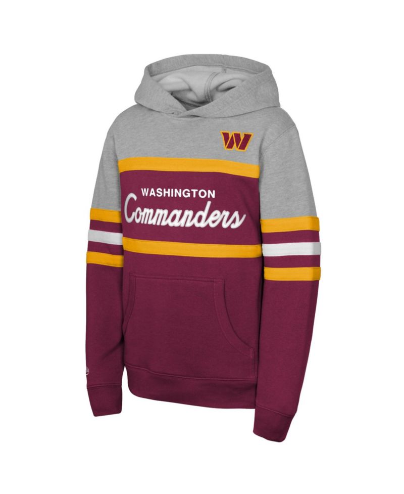 Big Boys and Girls Mitchell Ness Burgundy Washington Commanders Throwback Head Coach Pullover Hoodie