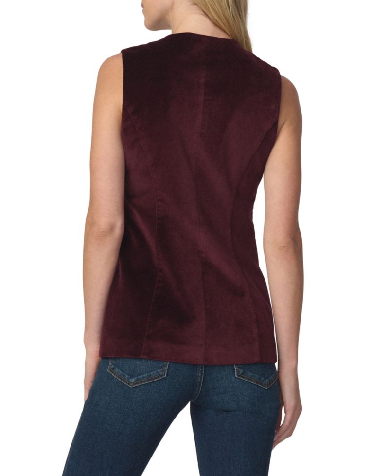 Women's Velveteen Sleeveless Button-Front Vest