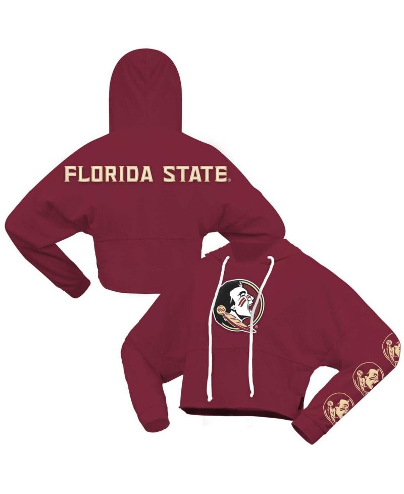 Women's Garnet Florida State Seminoles Oversized Cropped Pullover Hoodie