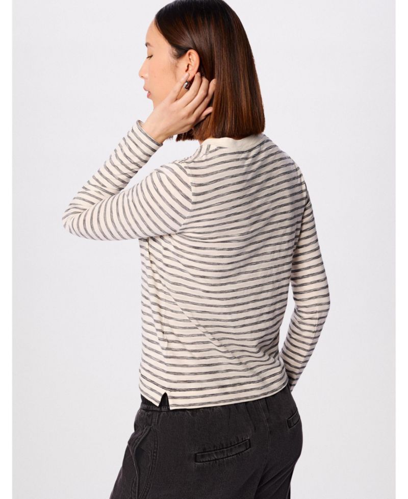 Women's Stripe Crew Neck Pocket Top