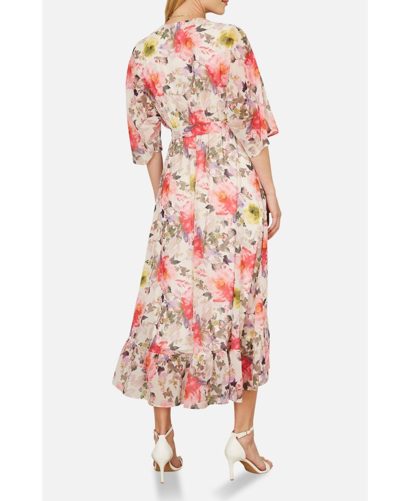 Women's Ruffle-Hem Wrap Midi Dress