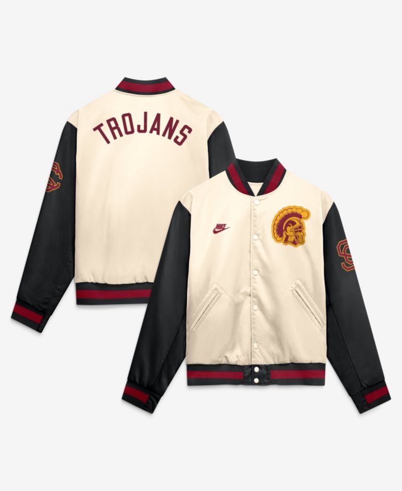 Men's Natural/Black USC Trojans Legacy Full-Snap Bomber Jacket