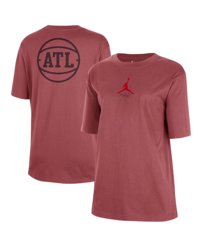 Women's Red Atlanta Hawks Courtside Statement Edition Boyfriend T-Shirt