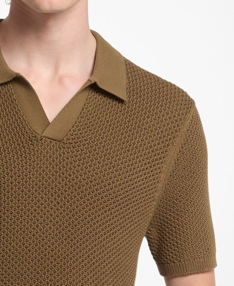Men's Textured Johnny Collar Polo Shirt