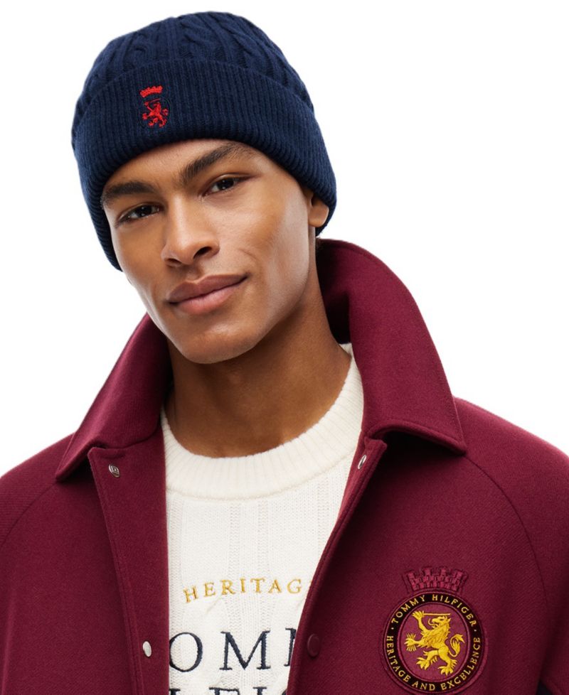Men's American Icons Wool Cable-Knit Ribbed-Cuff Beanie