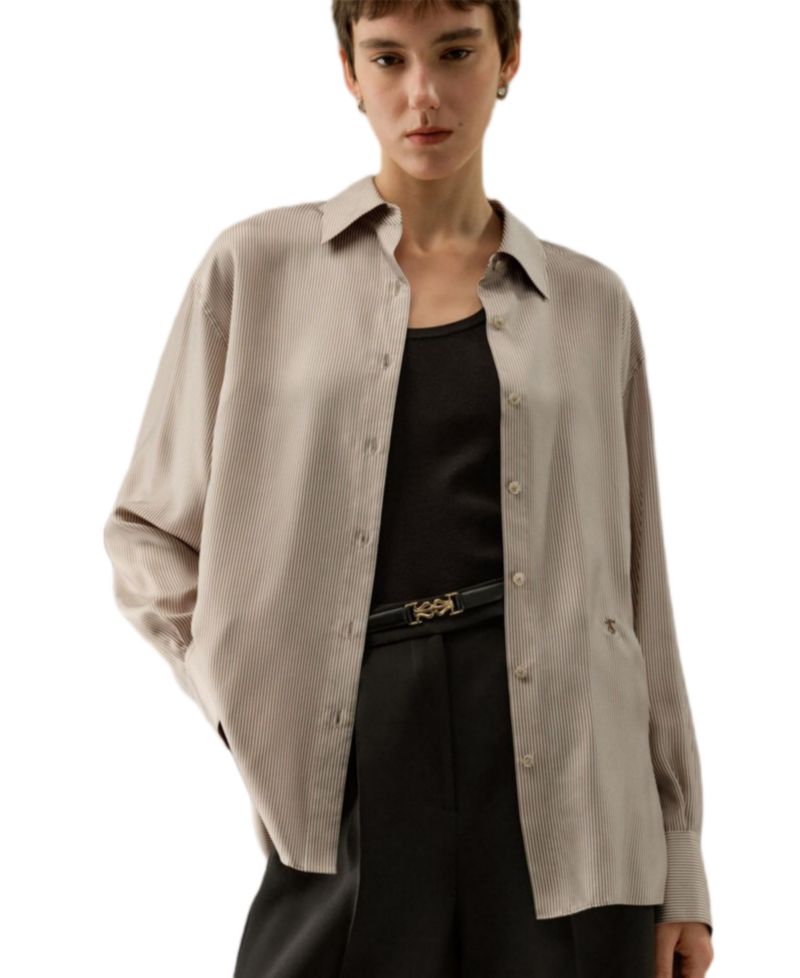 Women's Pinstriped Oversized Silk Shirt
